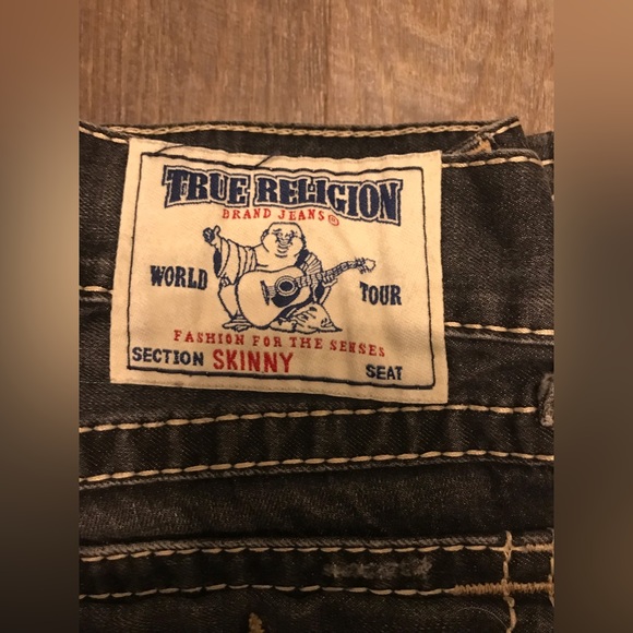 True religion jeans size 30 black with white stitching - Picture 2 of 10